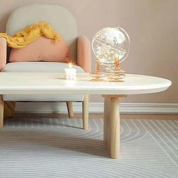 Solid Wood Oval Side Table Modern Living Room End Table with 2 Legs Clearhalo 'Coffee & Accent Tables' 'Coffee Tables' 'coffee_tables' 'furn' 'furn_coffee_tables' 'Furniture' 'Living Room Furniture' 6655774