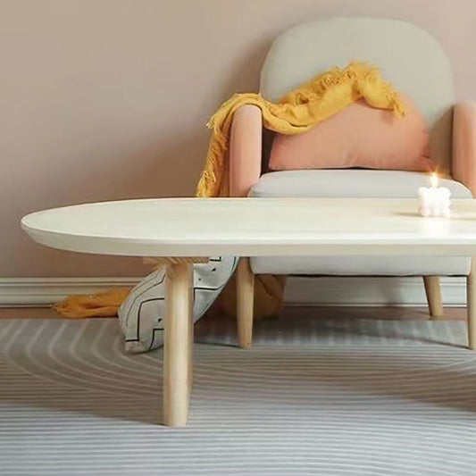 Mesa lateral ovalada de madera sólida Mesa de estar moderna de la sala de estar con 2 patas