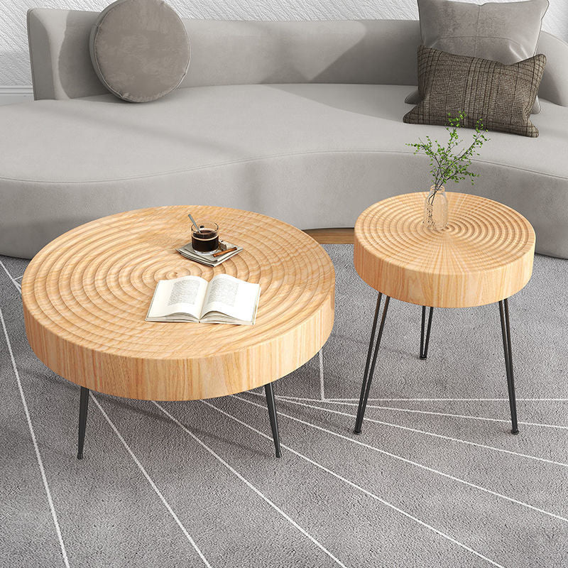 Contemporary Cocktail Table Round Solid Wood Coffee Cocktail Table Clearhalo 'Coffee & Accent Tables' 'Coffee Tables' 'coffee_tables' 'furn' 'furn_coffee_tables' 'Furniture' 'Living Room Furniture' 6655799