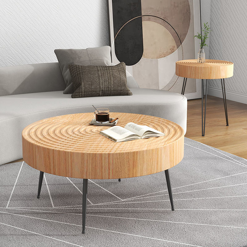 Contemporary Cocktail Table Round Solid Wood Coffee Cocktail Table Clearhalo 'Coffee & Accent Tables' 'Coffee Tables' 'coffee_tables' 'furn' 'furn_coffee_tables' 'Furniture' 'Living Room Furniture' 6655803