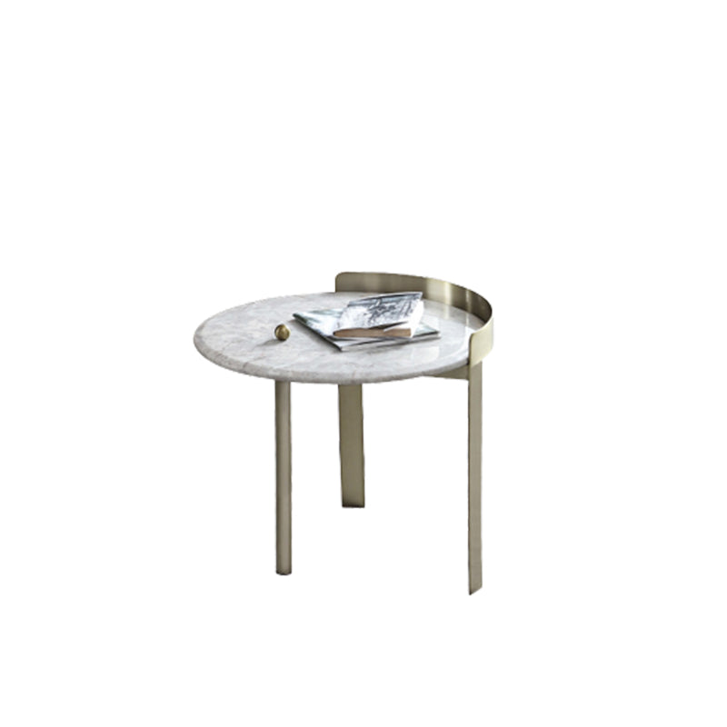 Glam Slate Coffee Table Round Beige Coffee Table Set with 3 Legs 22"L x 22"W x 20"H Clearhalo 'Coffee & Accent Tables' 'Coffee Tables' 'coffee_tables' 'furn' 'furn_coffee_tables' 'Furniture' 'Living Room Furniture' 6655834