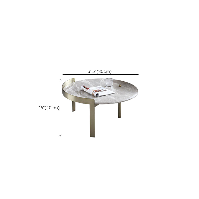 Glam Slate Coffee Table Round Beige Coffee Table Set with 3 Legs Clearhalo 'Coffee & Accent Tables' 'Coffee Tables' 'coffee_tables' 'furn' 'furn_coffee_tables' 'Furniture' 'Living Room Furniture' 6655844