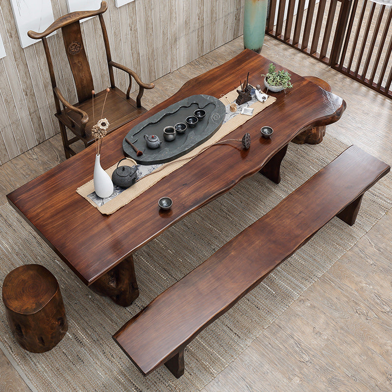 Rectangle Solid Wood Coffee Table Dark Brown Abstract Cocktail Table Clearhalo 'Coffee & Accent Tables' 'Coffee Tables' 'coffee_tables' 'furn' 'furn_coffee_tables' 'Furniture' 'Living Room Furniture' 6655865