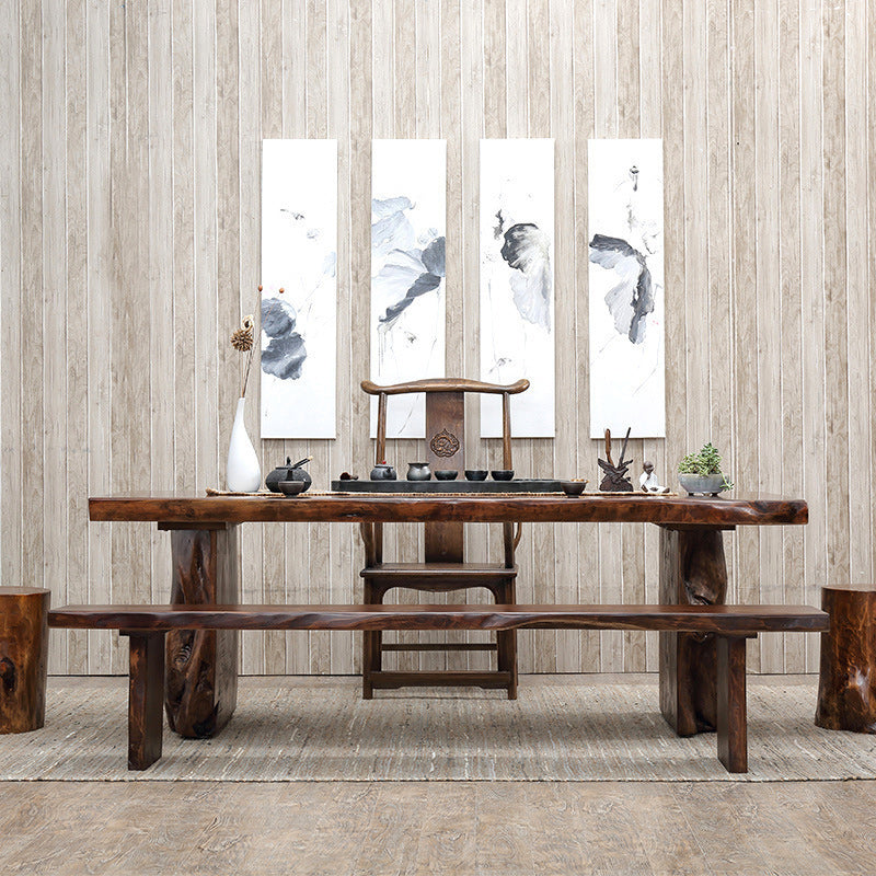 Rectangle Solid Wood Coffee Table Dark Brown Abstract Cocktail Table Clearhalo 'Coffee & Accent Tables' 'Coffee Tables' 'coffee_tables' 'furn' 'furn_coffee_tables' 'Furniture' 'Living Room Furniture' 6655867