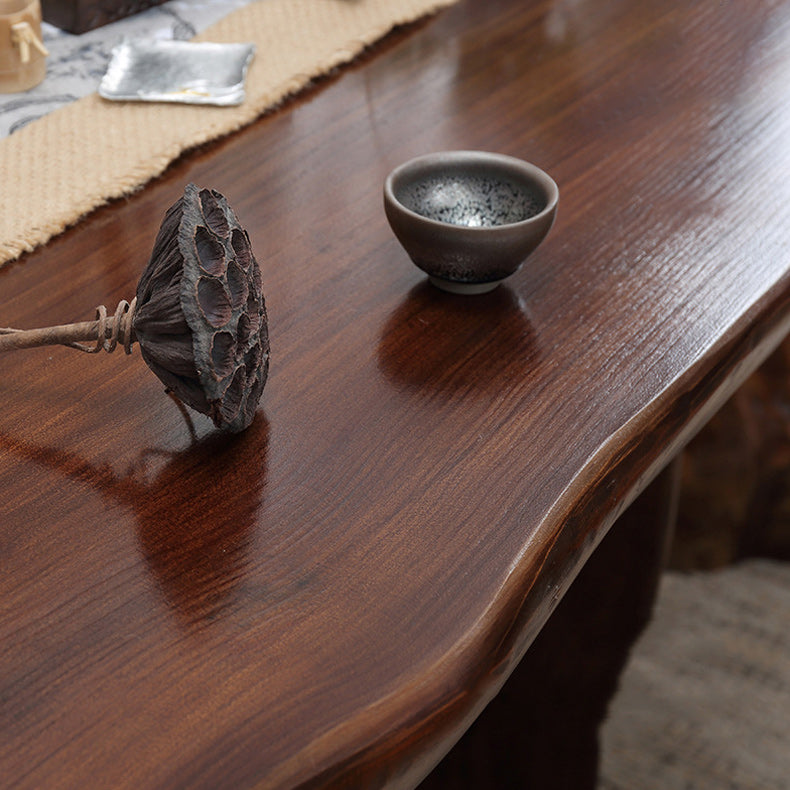 Rectangle Solid Wood Coffee Table Dark Brown Abstract Cocktail Table Clearhalo 'Coffee & Accent Tables' 'Coffee Tables' 'coffee_tables' 'furn' 'furn_coffee_tables' 'Furniture' 'Living Room Furniture' 6655871