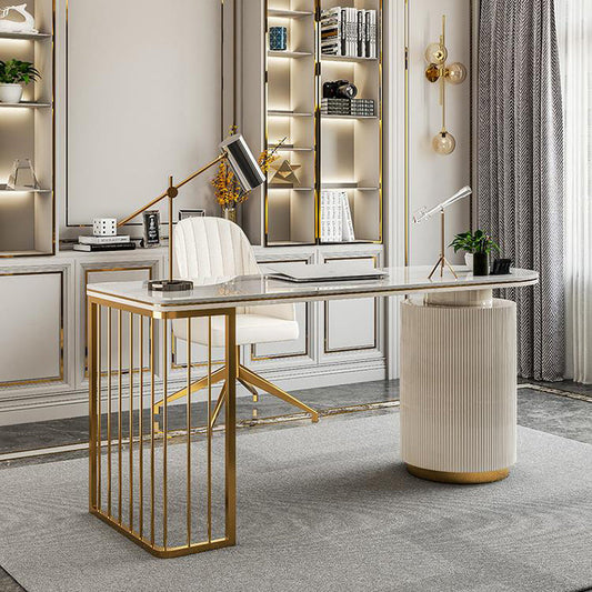 グラムストーンオフィスデスク3引き出し29.53インチの背の高いライティングデスク