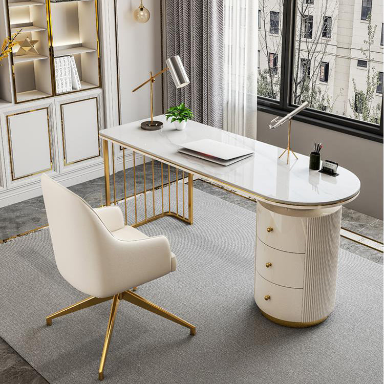 Escritorio de oficina de glam stone 3 cajones de 29.53 pulgadas de altura