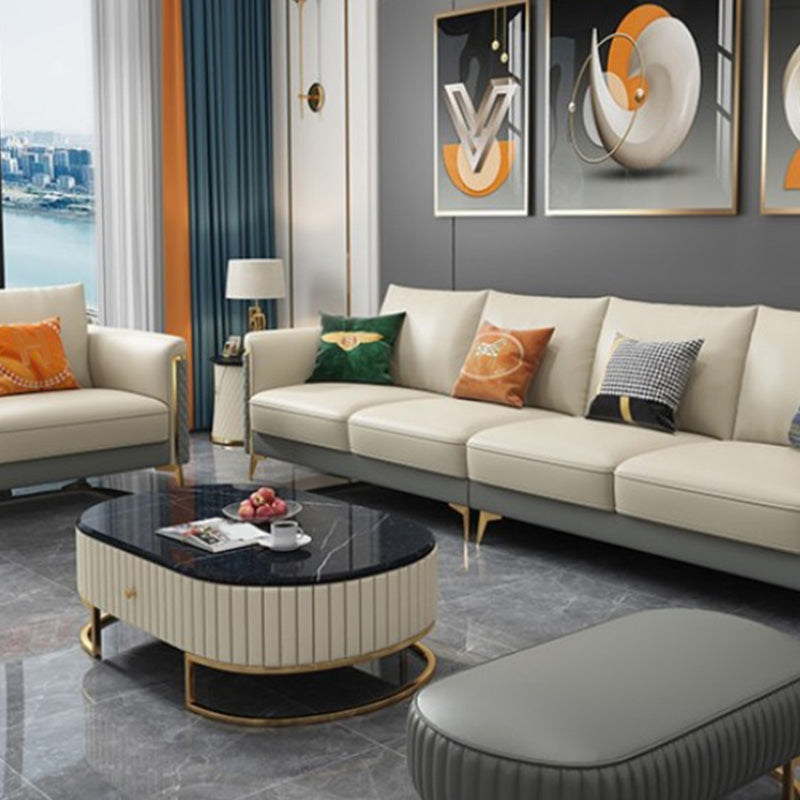 Glam Smoking -Armsofa Flecken echtes Ledersofa mit Kissen