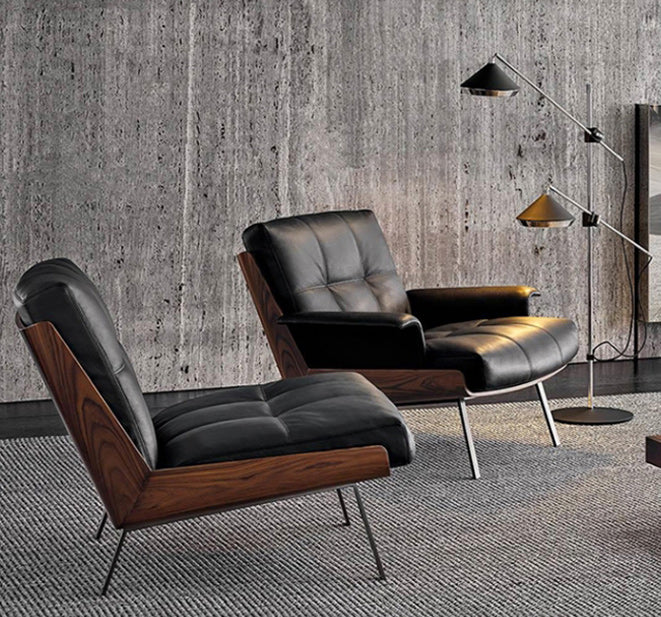 Industrial Lounge Chair Solid Color Cushion Back Basic Four Leg Reclining Accent Chair Clearhalo 'Accent Chairs' 'accent_chairs' 'Chairs & Seating' 'furn' 'furn_accent_chairs' 'Furniture' 'Living Room Furniture' 6655963