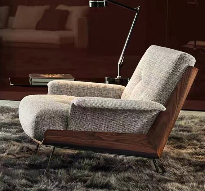 Industrial Lounge Chair Solid Color Cushion Back Basic Four Leg Reclining Accent Chair Clearhalo 'Accent Chairs' 'accent_chairs' 'Chairs & Seating' 'furn' 'furn_accent_chairs' 'Furniture' 'Living Room Furniture' 6655967
