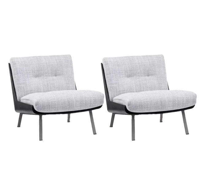 Industrial Lounge Chair Solid Color Cushion Back Basic Four Leg Reclining Accent Chair Cotton and Linen 2 Piece Set Armless Clearhalo 'Accent Chairs' 'accent_chairs' 'Chairs & Seating' 'furn' 'furn_accent_chairs' 'Furniture' 'Living Room Furniture' 6655976