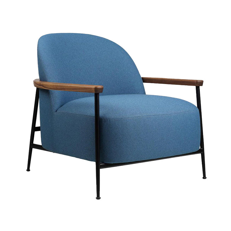 Scandinavian Arm Chair Solid Color Living Room Cushion Back Square Arms Armchair Blue 1 Piece Clearhalo 'Accent Chairs' 'accent_chairs' 'Chairs & Seating' 'furn' 'furn_accent_chairs' 'Furniture' 'Living Room Furniture' 6656005