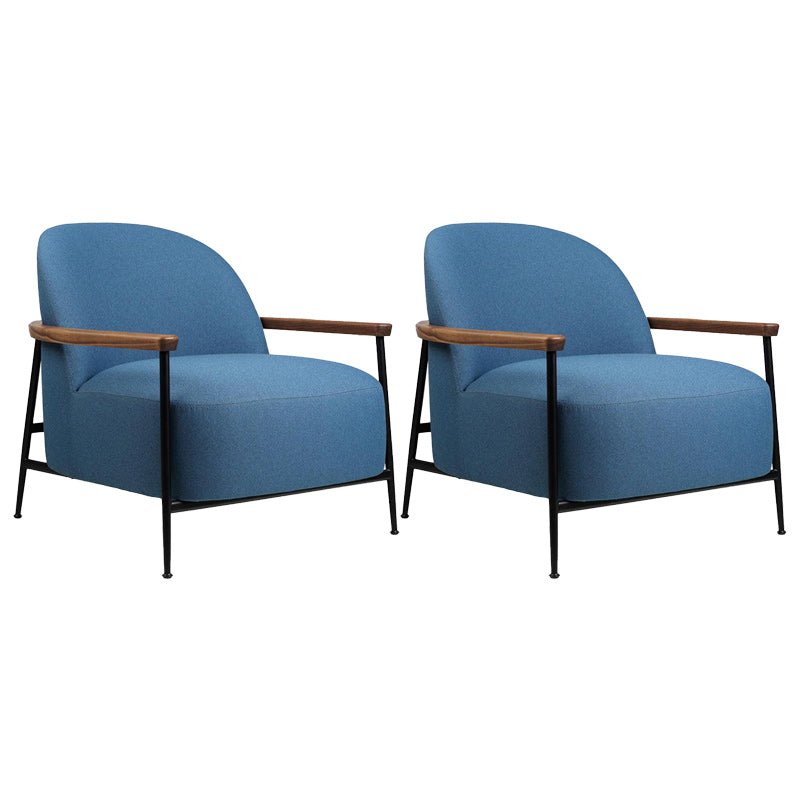 Scandinavian Arm Chair Solid Color Living Room Cushion Back Square Arms Armchair Blue 2 Piece Set Clearhalo 'Accent Chairs' 'accent_chairs' 'Chairs & Seating' 'furn' 'furn_accent_chairs' 'Furniture' 'Living Room Furniture' 6656007