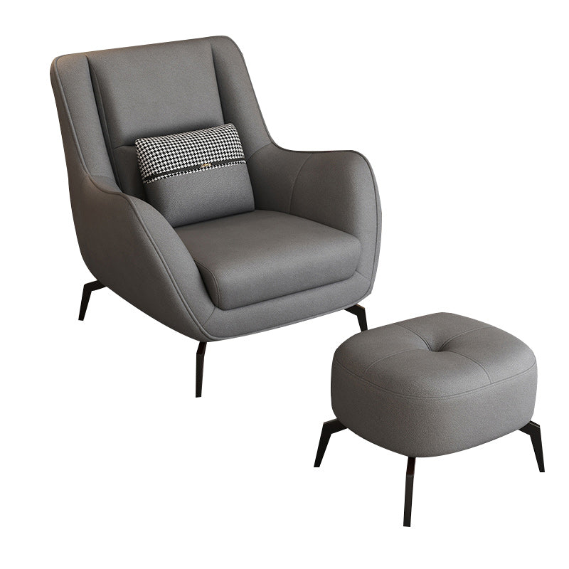 Mid-Century Modern Accent Chair Cushion Back Basic Four Legs Arms Included Armchair Grey 1 Piece With Ottoman Clearhalo 'Accent Chairs' 'accent_chairs' 'Chairs & Seating' 'furn' 'furn_accent_chairs' 'Furniture' 'Living Room Furniture' 6656015