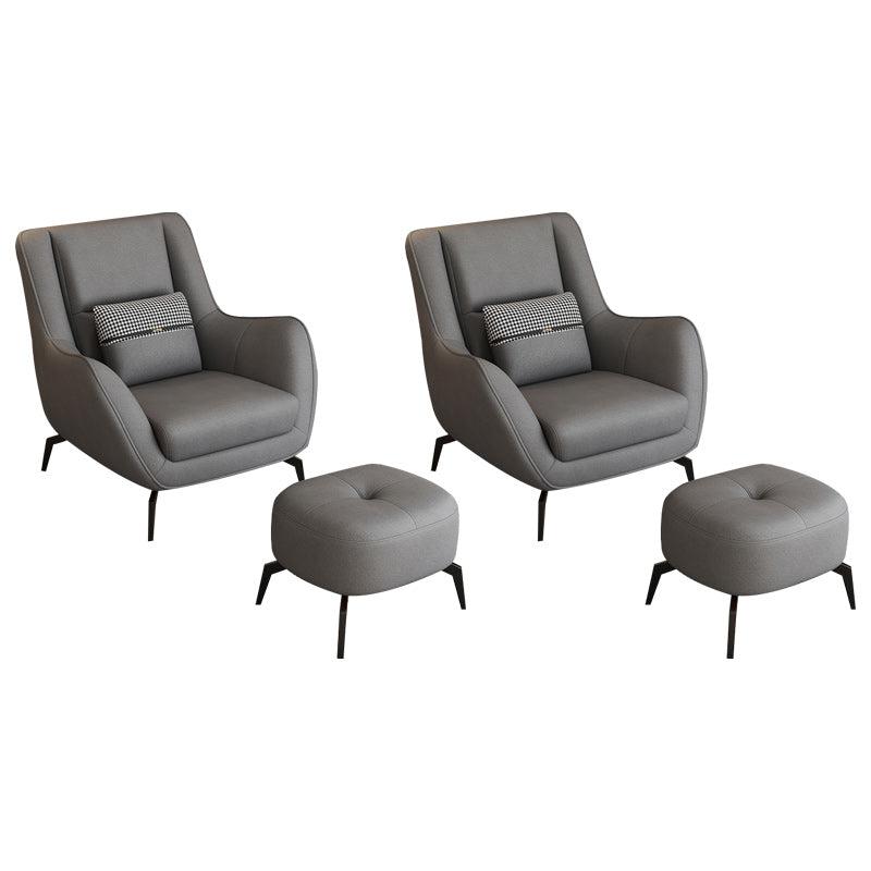 Mid-Century Modern Accent Chair Cushion Back Basic Four Legs Arms Included Armchair Grey 2 Piece Set With Ottoman Clearhalo 'Accent Chairs' 'accent_chairs' 'Chairs & Seating' 'furn' 'furn_accent_chairs' 'Furniture' 'Living Room Furniture' 6656017