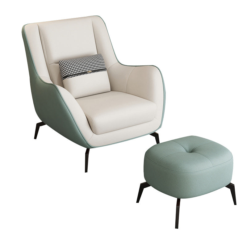 Mid-Century Modern Accent Chair Cushion Back Basic Four Legs Arms Included Armchair White-Green 1 Piece With Ottoman Clearhalo 'Accent Chairs' 'accent_chairs' 'Chairs & Seating' 'furn' 'furn_accent_chairs' 'Furniture' 'Living Room Furniture' 6656023