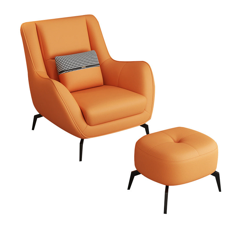 Mid-Century Modern Accent Chair Cushion Back Basic Four Legs Arms Included Armchair Orange 1 Piece With Ottoman Clearhalo 'Accent Chairs' 'accent_chairs' 'Chairs & Seating' 'furn' 'furn_accent_chairs' 'Furniture' 'Living Room Furniture' 6656026