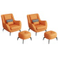 Mid-Century Modern Accent Chair Cushion Back Basic Four Legs Arms Included Armchair Orange 2 Piece Set With Ottoman Clearhalo 'Accent Chairs' 'accent_chairs' 'Chairs & Seating' 'furn' 'furn_accent_chairs' 'Furniture' 'Living Room Furniture' 6656028