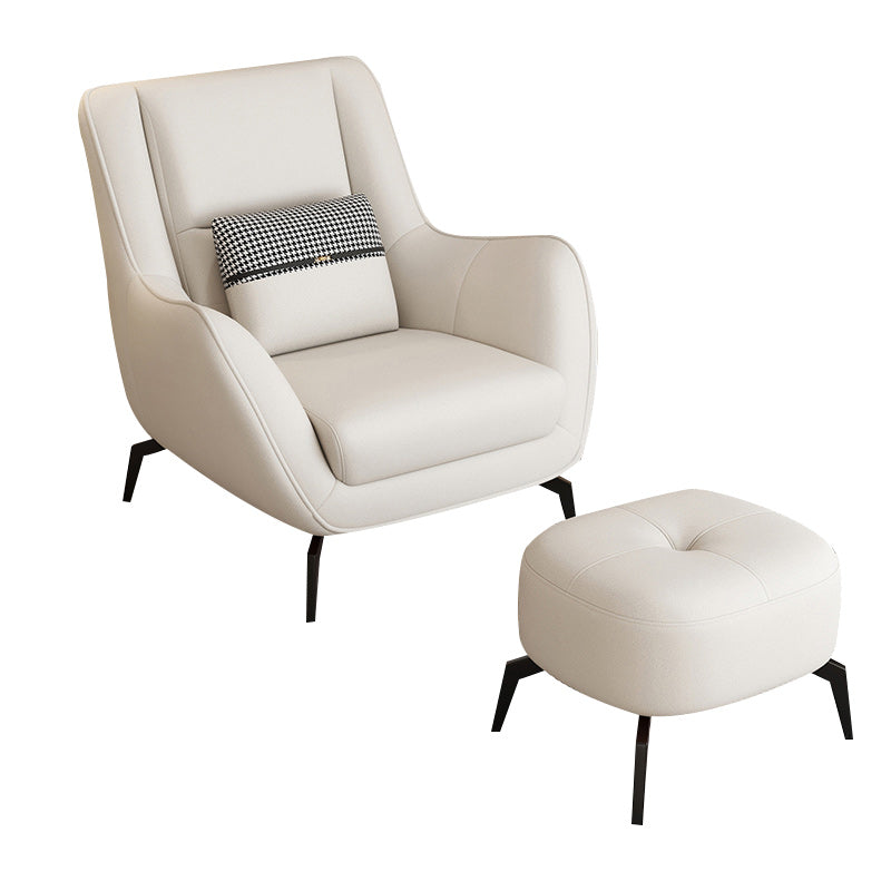 Mid-Century Modern Accent Chair Cushion Back Basic Four Legs Arms Included Armchair Off-White 1 Piece With Ottoman Clearhalo 'Accent Chairs' 'accent_chairs' 'Chairs & Seating' 'furn' 'furn_accent_chairs' 'Furniture' 'Living Room Furniture' 6656031