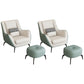 Mid-Century Modern Accent Chair Cushion Back Basic Four Legs Arms Included Armchair Green White 2 Piece Set With Ottoman Clearhalo 'Accent Chairs' 'accent_chairs' 'Chairs & Seating' 'furn' 'furn_accent_chairs' 'Furniture' 'Living Room Furniture' 6656040
