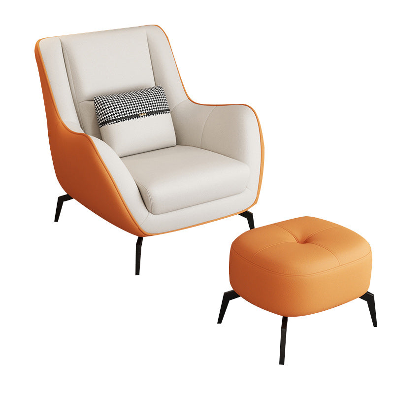 Mid-Century Modern Accent Chair Cushion Back Basic Four Legs Arms Included Armchair Orange Beige 1 Piece With Ottoman Clearhalo 'Accent Chairs' 'accent_chairs' 'Chairs & Seating' 'furn' 'furn_accent_chairs' 'Furniture' 'Living Room Furniture' 6656045