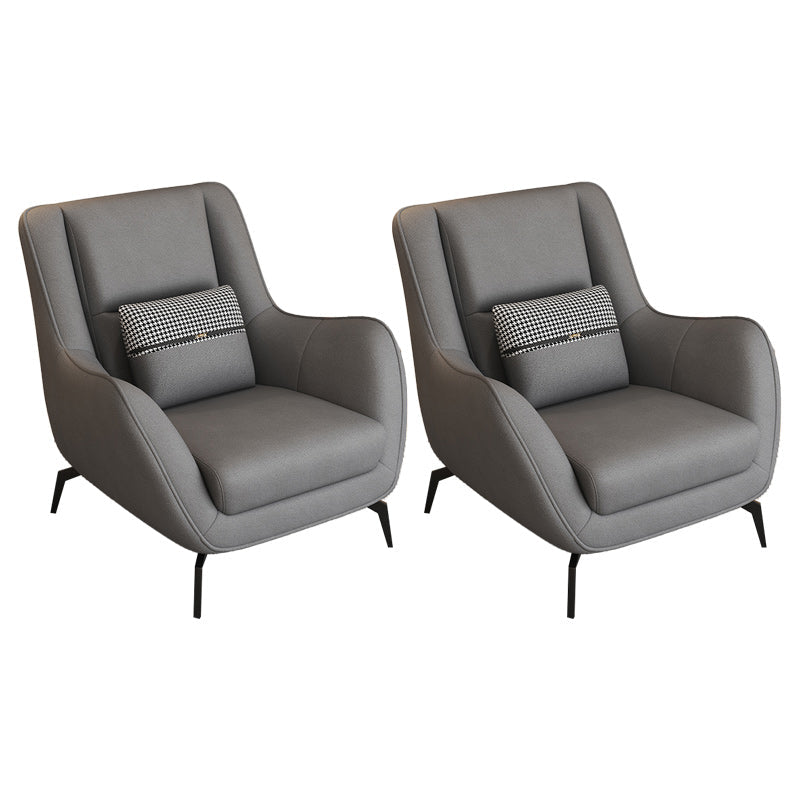 Mid-Century Modern Accent Chair Cushion Back Basic Four Legs Arms Included Armchair Grey 2 Piece Set Without Ottoman Clearhalo 'Accent Chairs' 'accent_chairs' 'Chairs & Seating' 'furn' 'furn_accent_chairs' 'Furniture' 'Living Room Furniture' 6656048