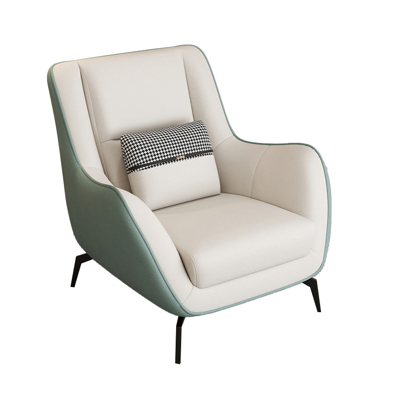 Mid-Century Modern Accent Chair Cushion Back Basic Four Legs Arms Included Armchair White-Green 1 Piece Without Ottoman Clearhalo 'Accent Chairs' 'accent_chairs' 'Chairs & Seating' 'furn' 'furn_accent_chairs' 'Furniture' 'Living Room Furniture' 6656051