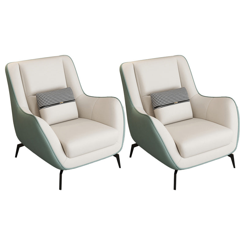 Mid-Century Modern Accent Chair Cushion Back Basic Four Legs Arms Included Armchair White-Green 2 Piece Set Without Ottoman Clearhalo 'Accent Chairs' 'accent_chairs' 'Chairs & Seating' 'furn' 'furn_accent_chairs' 'Furniture' 'Living Room Furniture' 6656052