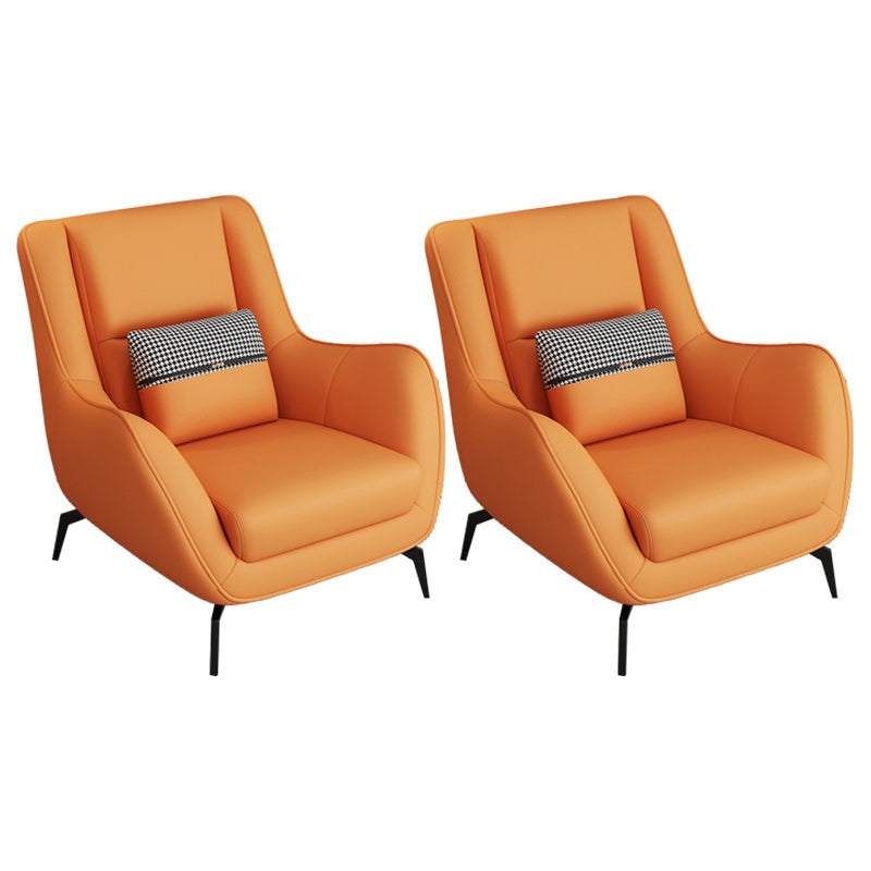 Mid-Century Modern Accent Chair Cushion Back Basic Four Legs Arms Included Armchair Orange 2 Piece Set Without Ottoman Clearhalo 'Accent Chairs' 'accent_chairs' 'Chairs & Seating' 'furn' 'furn_accent_chairs' 'Furniture' 'Living Room Furniture' 6656054