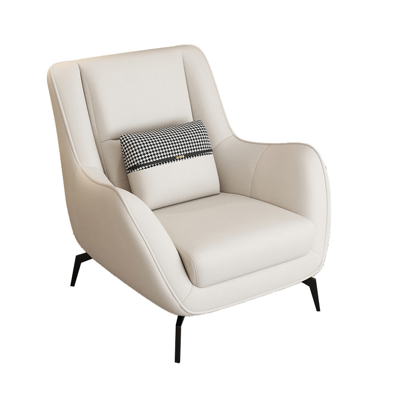 Mid-Century Modern Accent Chair Cushion Back Basic Four Legs Arms Included Armchair Off-White 1 Piece Without Ottoman Clearhalo 'Accent Chairs' 'accent_chairs' 'Chairs & Seating' 'furn' 'furn_accent_chairs' 'Furniture' 'Living Room Furniture' 6656055