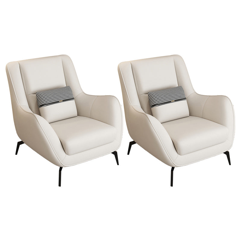 Mid-Century Modern Accent Chair Cushion Back Basic Four Legs Arms Included Armchair Off-White 2 Piece Set Without Ottoman Clearhalo 'Accent Chairs' 'accent_chairs' 'Chairs & Seating' 'furn' 'furn_accent_chairs' 'Furniture' 'Living Room Furniture' 6656056