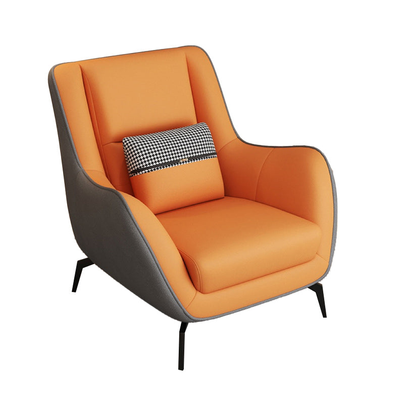 Mid-Century Modern Accent Chair Cushion Back Basic Four Legs Arms Included Armchair Grey Orange 1 Piece Without Ottoman Clearhalo 'Accent Chairs' 'accent_chairs' 'Chairs & Seating' 'furn' 'furn_accent_chairs' 'Furniture' 'Living Room Furniture' 6656057