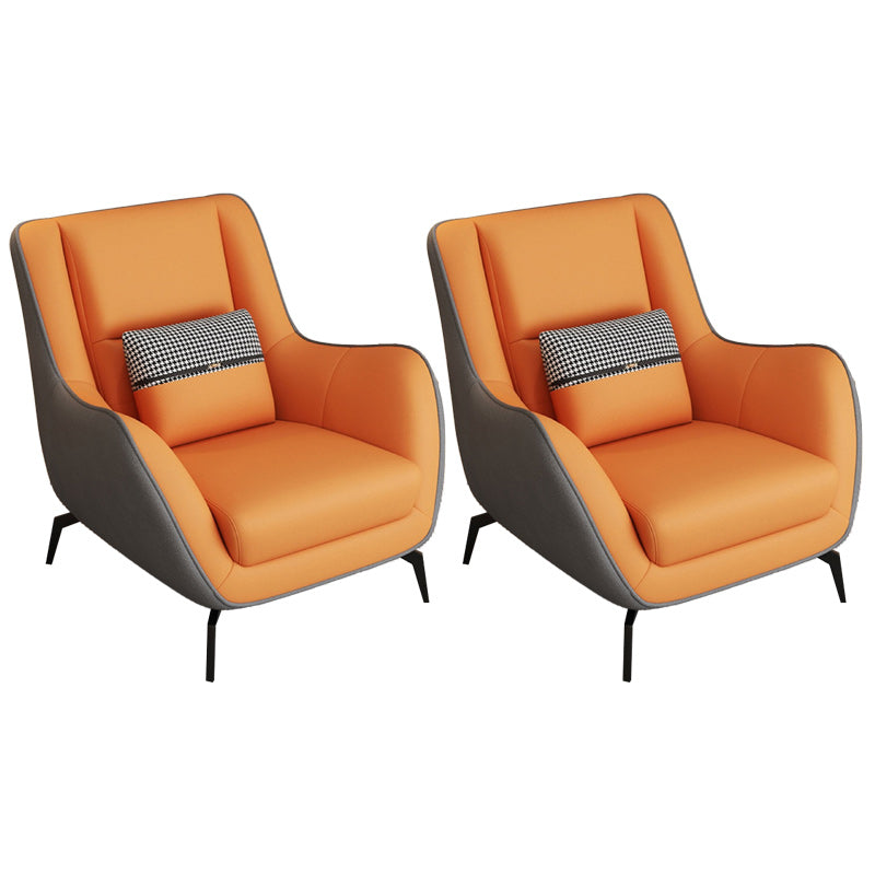 Mid-Century Modern Accent Chair Cushion Back Basic Four Legs Arms Included Armchair Grey Orange 2 Piece Set Without Ottoman Clearhalo 'Accent Chairs' 'accent_chairs' 'Chairs & Seating' 'furn' 'furn_accent_chairs' 'Furniture' 'Living Room Furniture' 6656058
