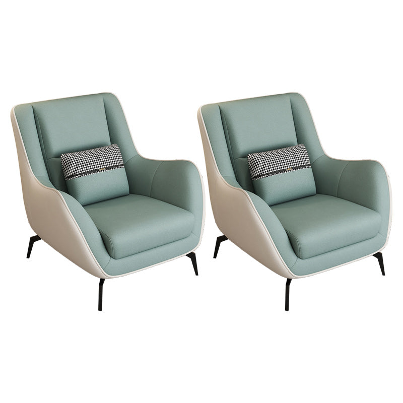 Mid-Century Modern Accent Chair Cushion Back Basic Four Legs Arms Included Armchair Green White 2 Piece Set Without Ottoman Clearhalo 'Accent Chairs' 'accent_chairs' 'Chairs & Seating' 'furn' 'furn_accent_chairs' 'Furniture' 'Living Room Furniture' 6656060