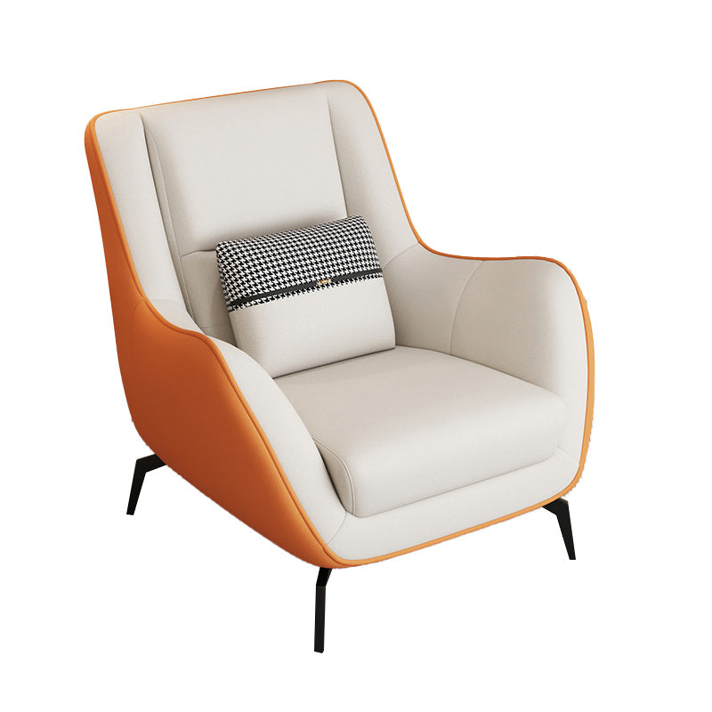 Mid-Century Modern Accent Chair Cushion Back Basic Four Legs Arms Included Armchair Orange Beige 1 Piece Without Ottoman Clearhalo 'Accent Chairs' 'accent_chairs' 'Chairs & Seating' 'furn' 'furn_accent_chairs' 'Furniture' 'Living Room Furniture' 6656063