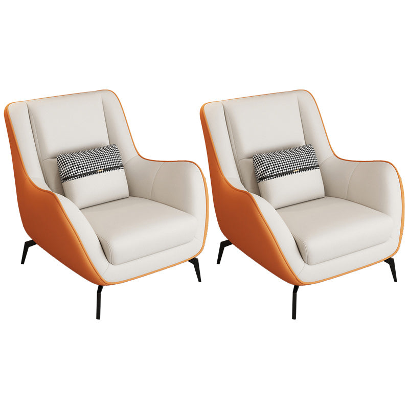 Mid-Century Modern Accent Chair Cushion Back Basic Four Legs Arms Included Armchair Orange Beige 2 Piece Set Without Ottoman Clearhalo 'Accent Chairs' 'accent_chairs' 'Chairs & Seating' 'furn' 'furn_accent_chairs' 'Furniture' 'Living Room Furniture' 6656064