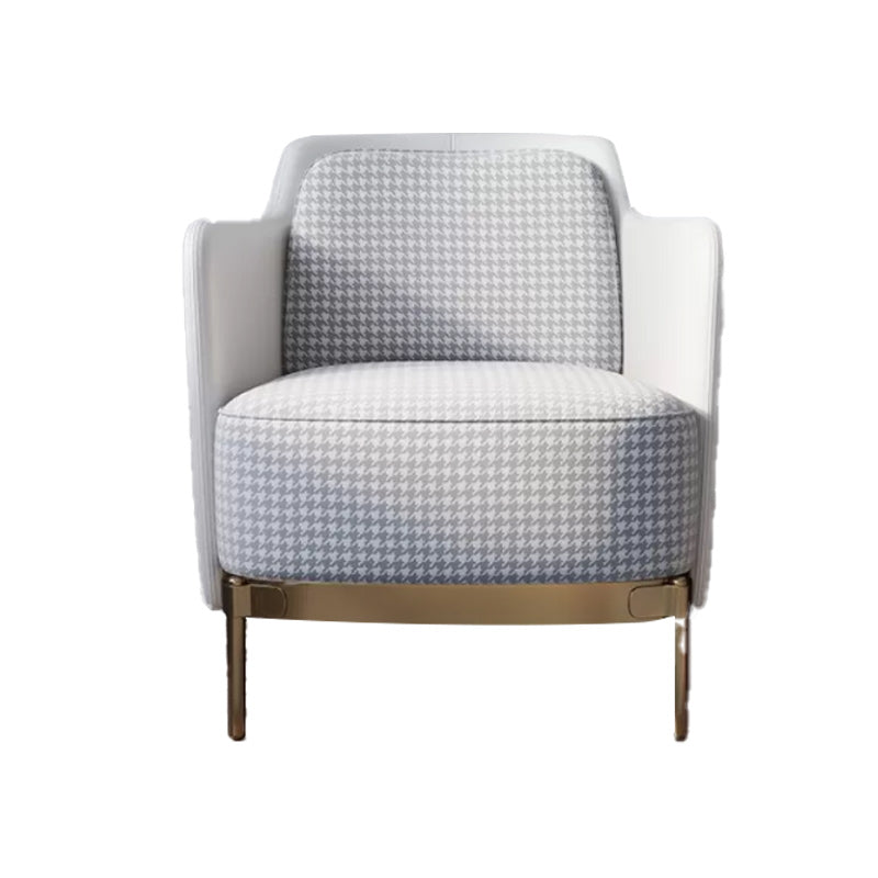 Upholstered Accent Armchair 4 Legs Sewn Pillow Back Accent Chair Gray-White Linen 1 Piece Clearhalo 'Accent Chairs' 'accent_chairs' 'Chairs & Seating' 'furn' 'furn_accent_chairs' 'Furniture' 'Living Room Furniture' 6656080