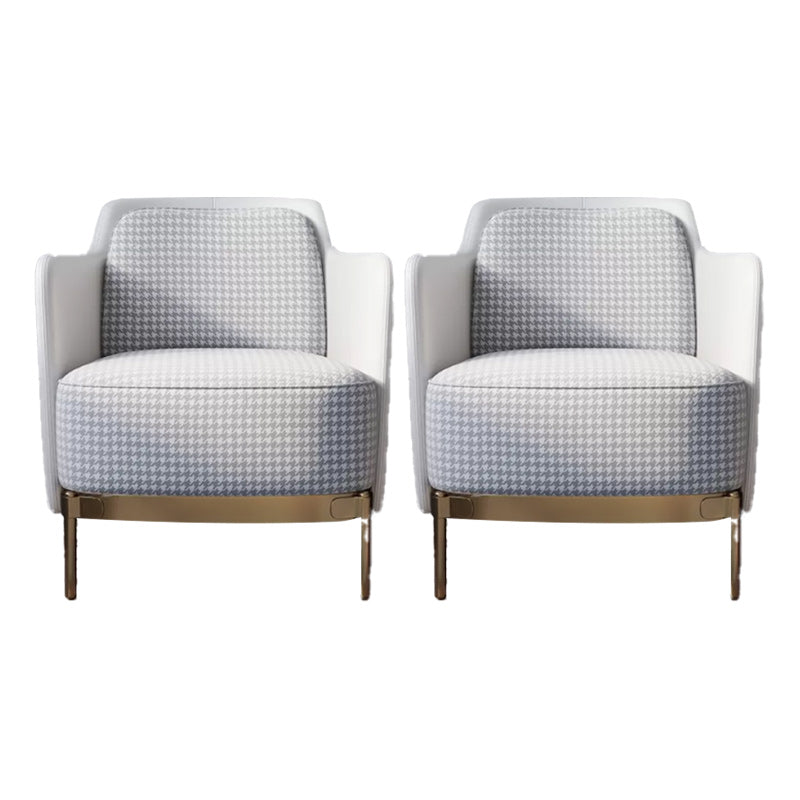 Upholstered Accent Armchair 4 Legs Sewn Pillow Back Accent Chair Gray-White Linen 2 Piece Set Clearhalo 'Accent Chairs' 'accent_chairs' 'Chairs & Seating' 'furn' 'furn_accent_chairs' 'Furniture' 'Living Room Furniture' 6656082