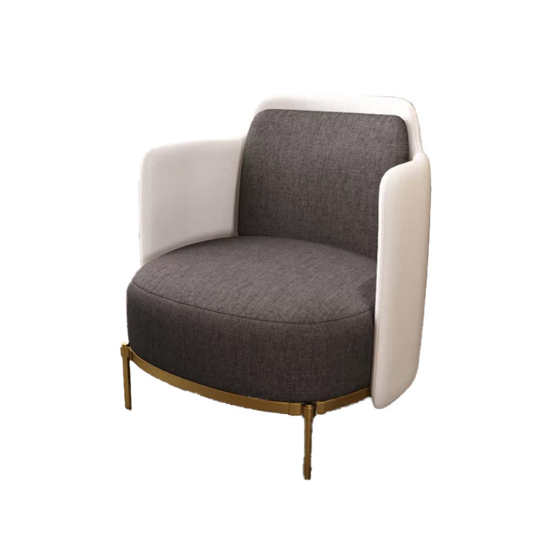 Upholstered Accent Armchair 4 Legs Sewn Pillow Back Accent Chair Dark Gray-White Linen 1 Piece Clearhalo 'Accent Chairs' 'accent_chairs' 'Chairs & Seating' 'furn' 'furn_accent_chairs' 'Furniture' 'Living Room Furniture' 6656083