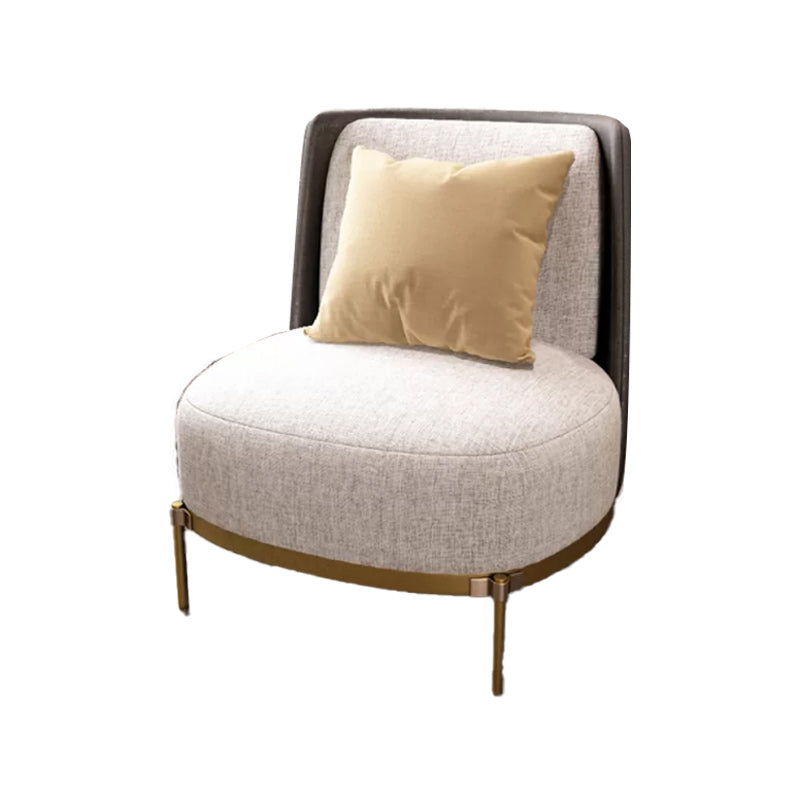 Upholstered Accent Armchair 4 Legs Sewn Pillow Back Accent Chair Cream Gray Linen 1 Piece Clearhalo 'Accent Chairs' 'accent_chairs' 'Chairs & Seating' 'furn' 'furn_accent_chairs' 'Furniture' 'Living Room Furniture' 6656088