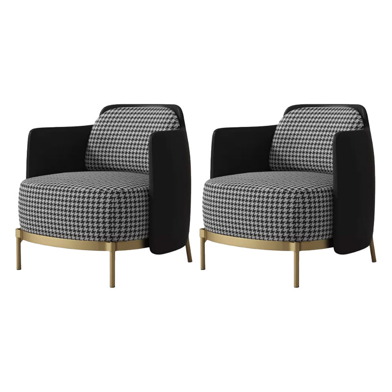 Upholstered Accent Armchair 4 Legs Sewn Pillow Back Accent Chair Black Houndstooth Linen 2 Piece Set Clearhalo 'Accent Chairs' 'accent_chairs' 'Chairs & Seating' 'furn' 'furn_accent_chairs' 'Furniture' 'Living Room Furniture' 6656097