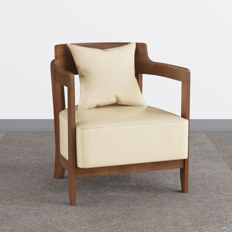 Genuine Leather Accent Armchair Basic Four Legs Pillow Back Chair Clearhalo 'Accent Chairs' 'accent_chairs' 'Chairs & Seating' 'furn' 'furn_accent_chairs' 'Furniture' 'Living Room Furniture' 6656106