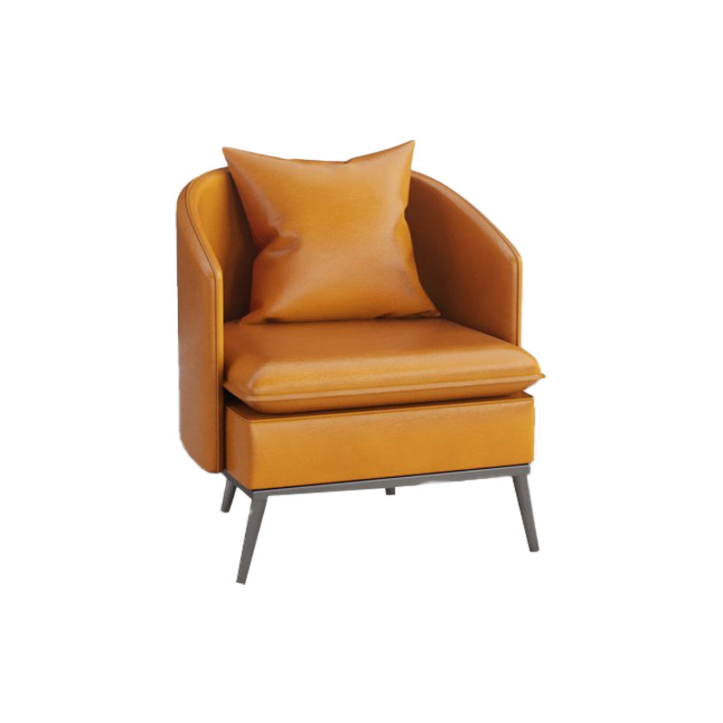 Genuine Leather Accent Armchair Basic Four Legs Pillow Back Chair 23.6"L x 23.6"W x 29.5"H Light Brown 1 Piece Clearhalo 'Accent Chairs' 'accent_chairs' 'Chairs & Seating' 'furn' 'furn_accent_chairs' 'Furniture' 'Living Room Furniture' 6656107