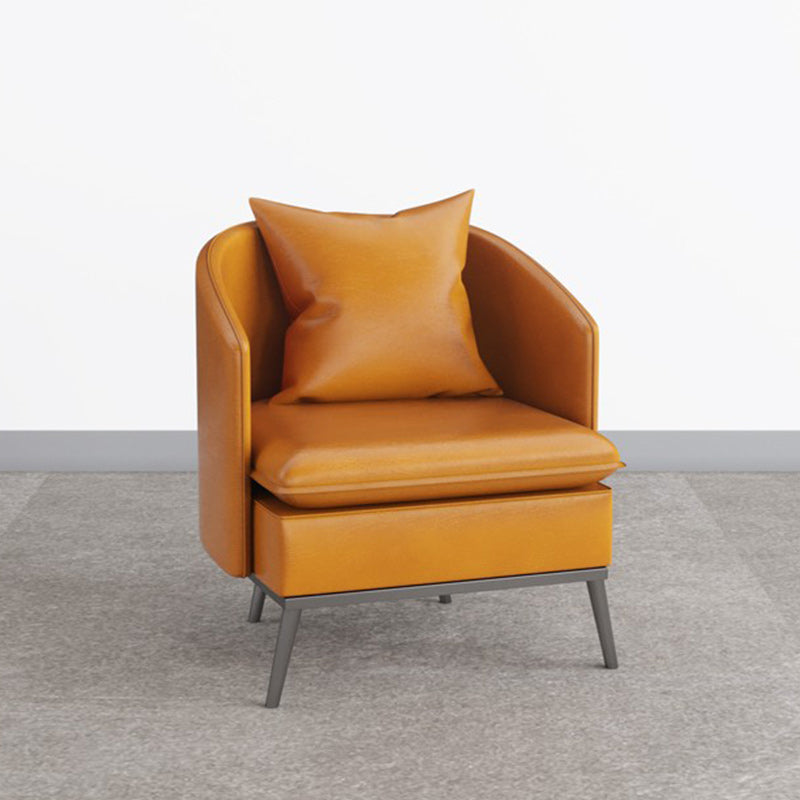 Genuine Leather Accent Armchair Basic Four Legs Pillow Back Chair Clearhalo 'Accent Chairs' 'accent_chairs' 'Chairs & Seating' 'furn' 'furn_accent_chairs' 'Furniture' 'Living Room Furniture' 6656109