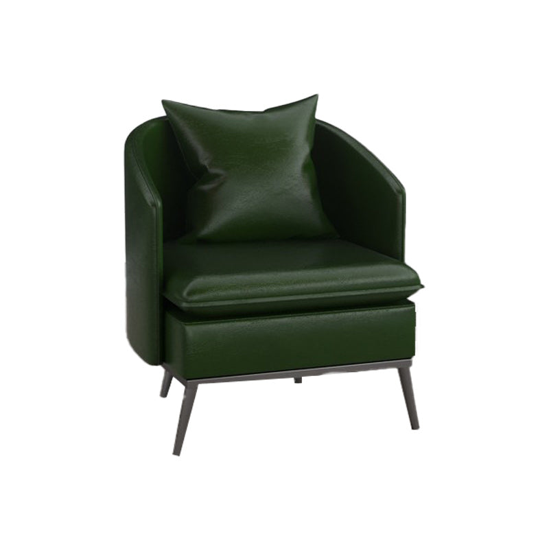 Genuine Leather Accent Armchair Basic Four Legs Pillow Back Chair 23.6"L x 23.6"W x 29.5"H Blackish Green 1 Piece Clearhalo 'Accent Chairs' 'accent_chairs' 'Chairs & Seating' 'furn' 'furn_accent_chairs' 'Furniture' 'Living Room Furniture' 6656110