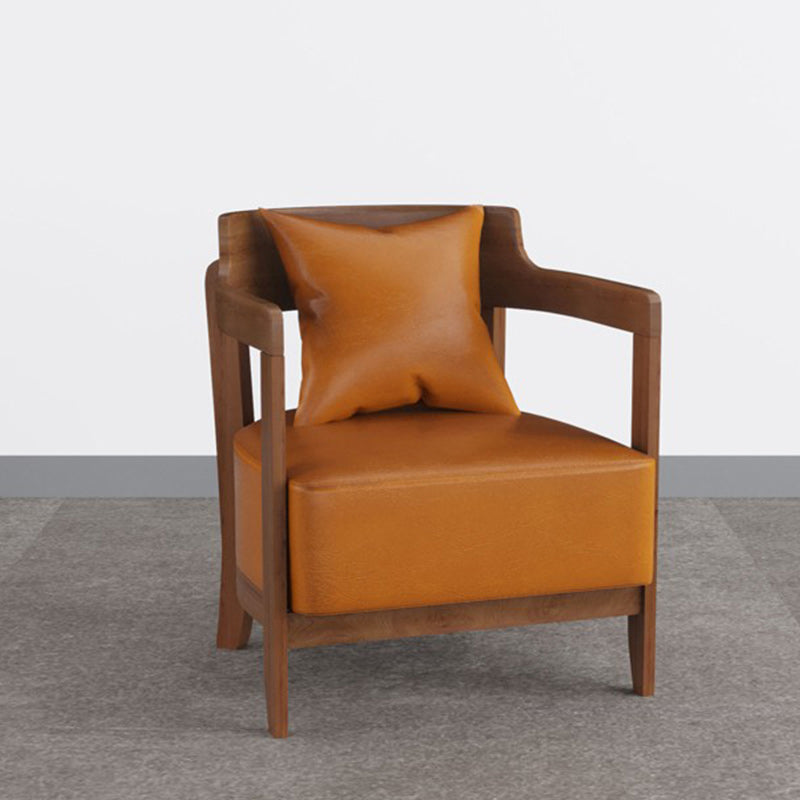 Genuine Leather Accent Armchair Basic Four Legs Pillow Back Chair Clearhalo 'Accent Chairs' 'accent_chairs' 'Chairs & Seating' 'furn' 'furn_accent_chairs' 'Furniture' 'Living Room Furniture' 6656111