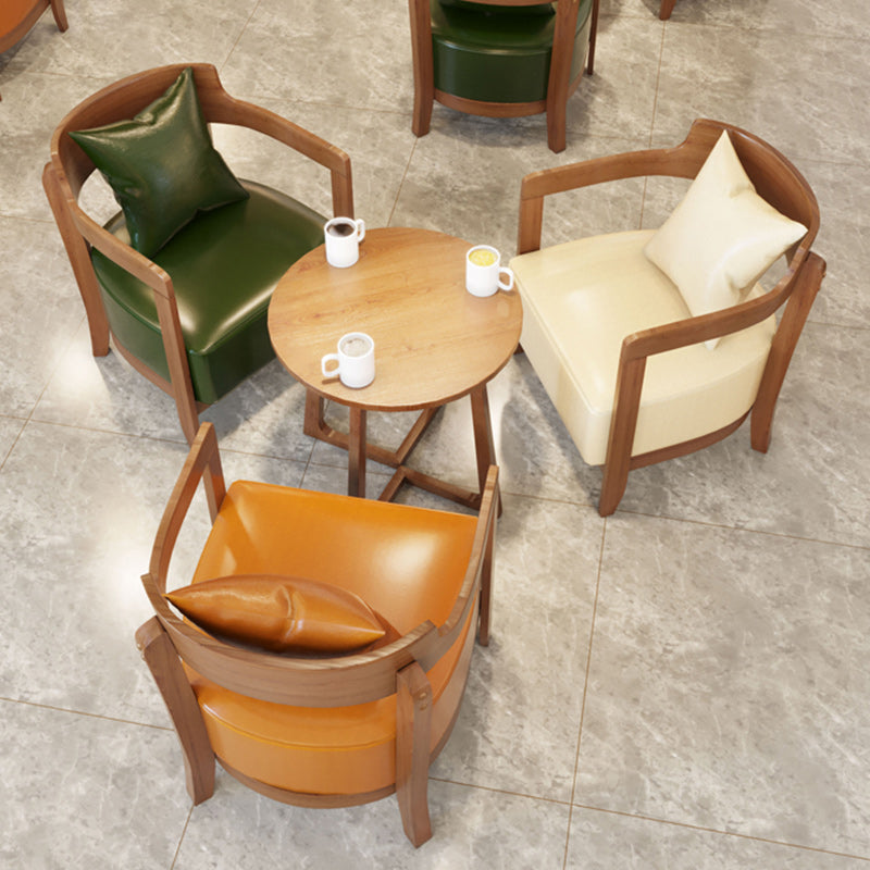 Genuine Leather Accent Armchair Basic Four Legs Pillow Back Chair Clearhalo 'Accent Chairs' 'accent_chairs' 'Chairs & Seating' 'furn' 'furn_accent_chairs' 'Furniture' 'Living Room Furniture' 6656112