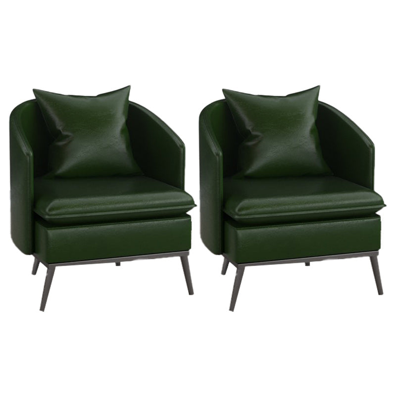 Genuine Leather Accent Armchair Basic Four Legs Pillow Back Chair 23.6"L x 23.6"W x 29.5"H Blackish Green 2 Piece Set Clearhalo 'Accent Chairs' 'accent_chairs' 'Chairs & Seating' 'furn' 'furn_accent_chairs' 'Furniture' 'Living Room Furniture' 6656113