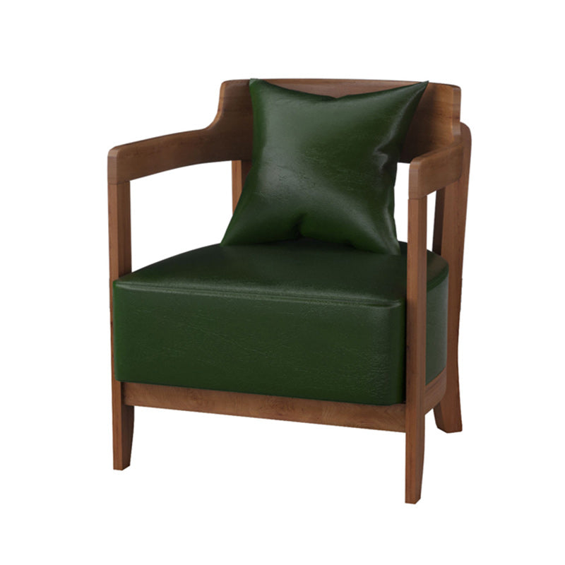 Genuine Leather Accent Armchair Basic Four Legs Pillow Back Chair Clearhalo 'Accent Chairs' 'accent_chairs' 'Chairs & Seating' 'furn' 'furn_accent_chairs' 'Furniture' 'Living Room Furniture' 6656114