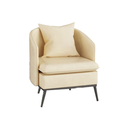 Genuine Leather Accent Armchair Basic Four Legs Pillow Back Chair 23.6"L x 23.6"W x 29.5"H Off-White 1 Piece